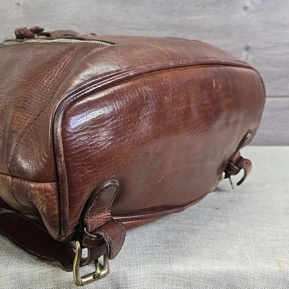 Bogner Brown Leather Backpack Travel Bag Handbag Tote - Picture 7 of 14